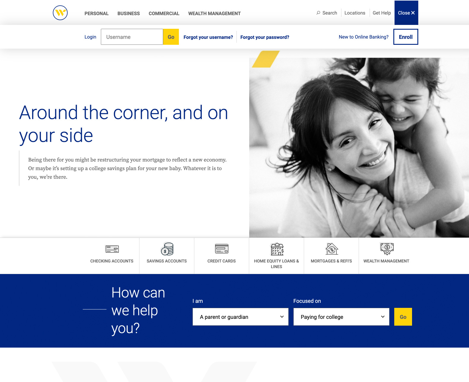 Websterbank.com home page redesign